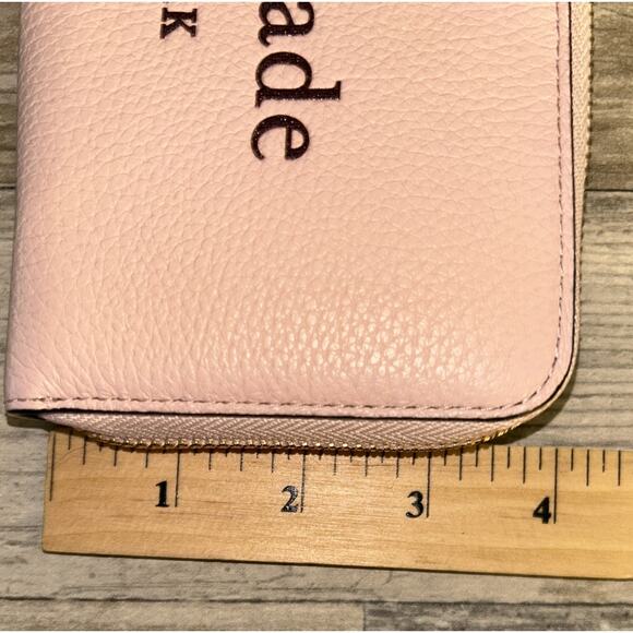 Kate Spade Logo Glitter On Large Continental Rose Full-Zip Leather Wallet189 - Picture 10 of 11